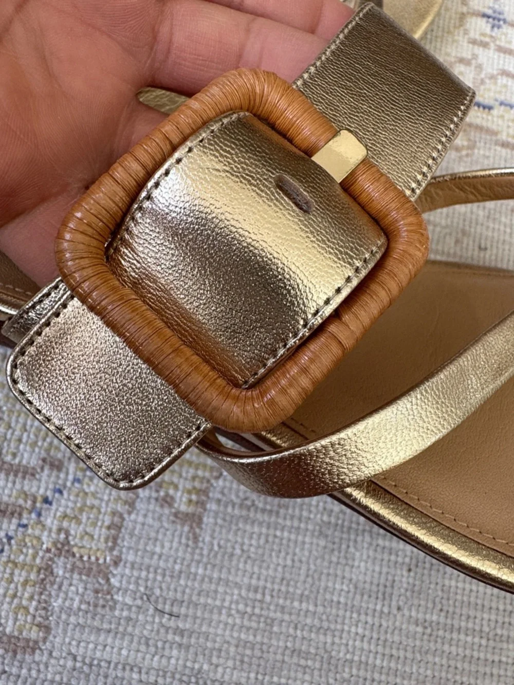 Veronica Beard Salva Metallic Gold Crisscross Sandal Size 10